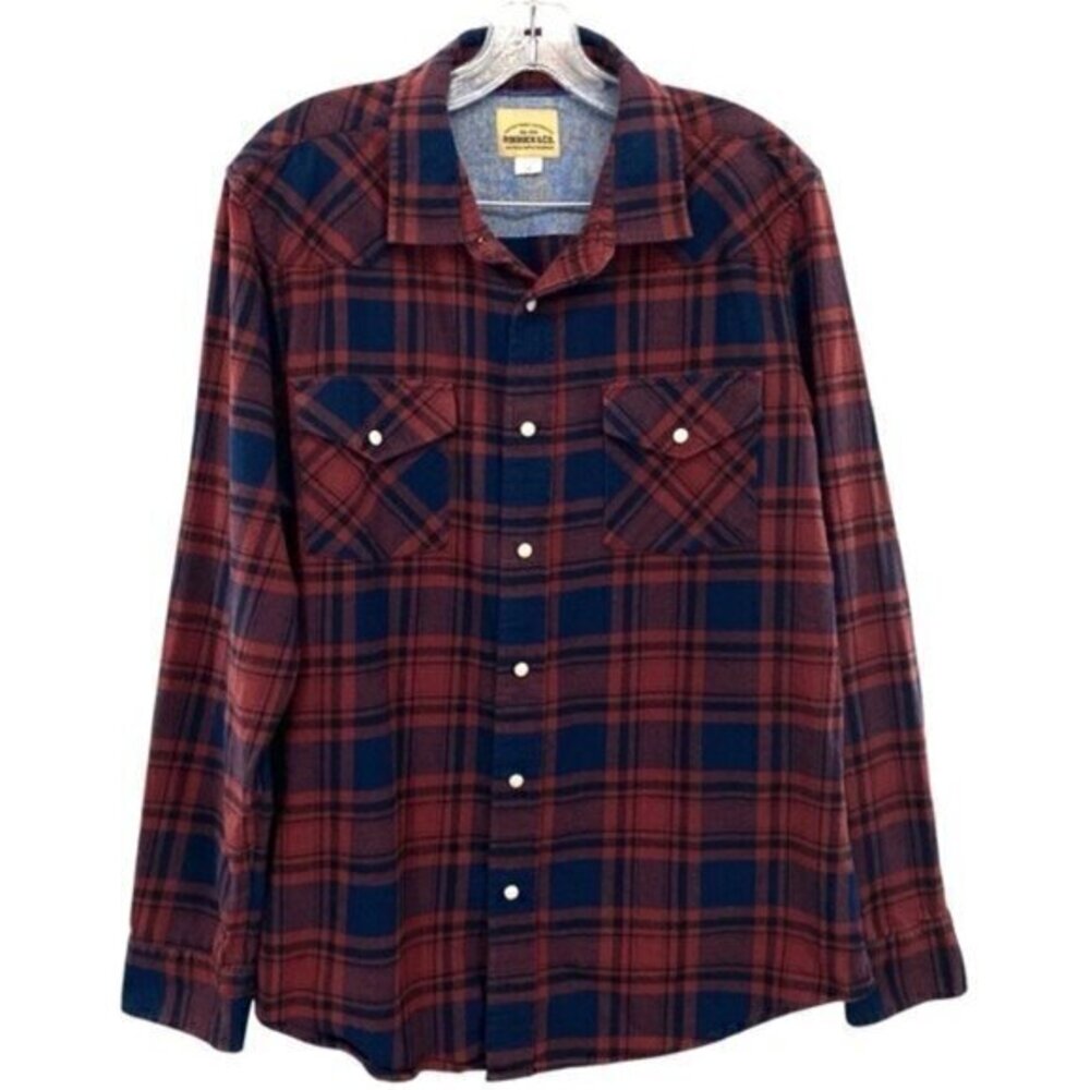 Roebuck & Co Plaid Flannel Pearl Snap Button Down Western Shirt